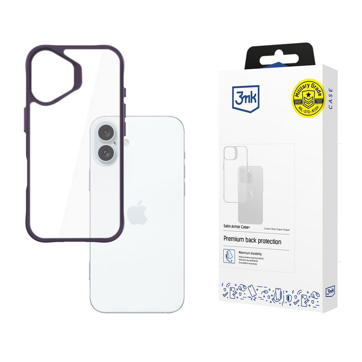 ETUI APPLE IPHONE 16 PLUS - 3MK SATIN ARMOR CASE+ PURPLE FIOLETOWE