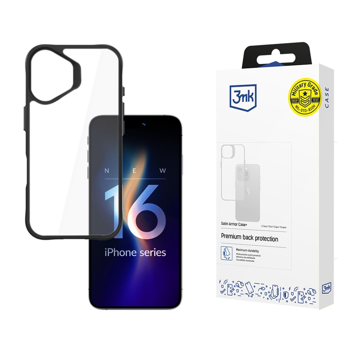 ETUI APPLE IPHONE 16 PLUS - 3MK SATIN ARMOR CASE+ CZARNE