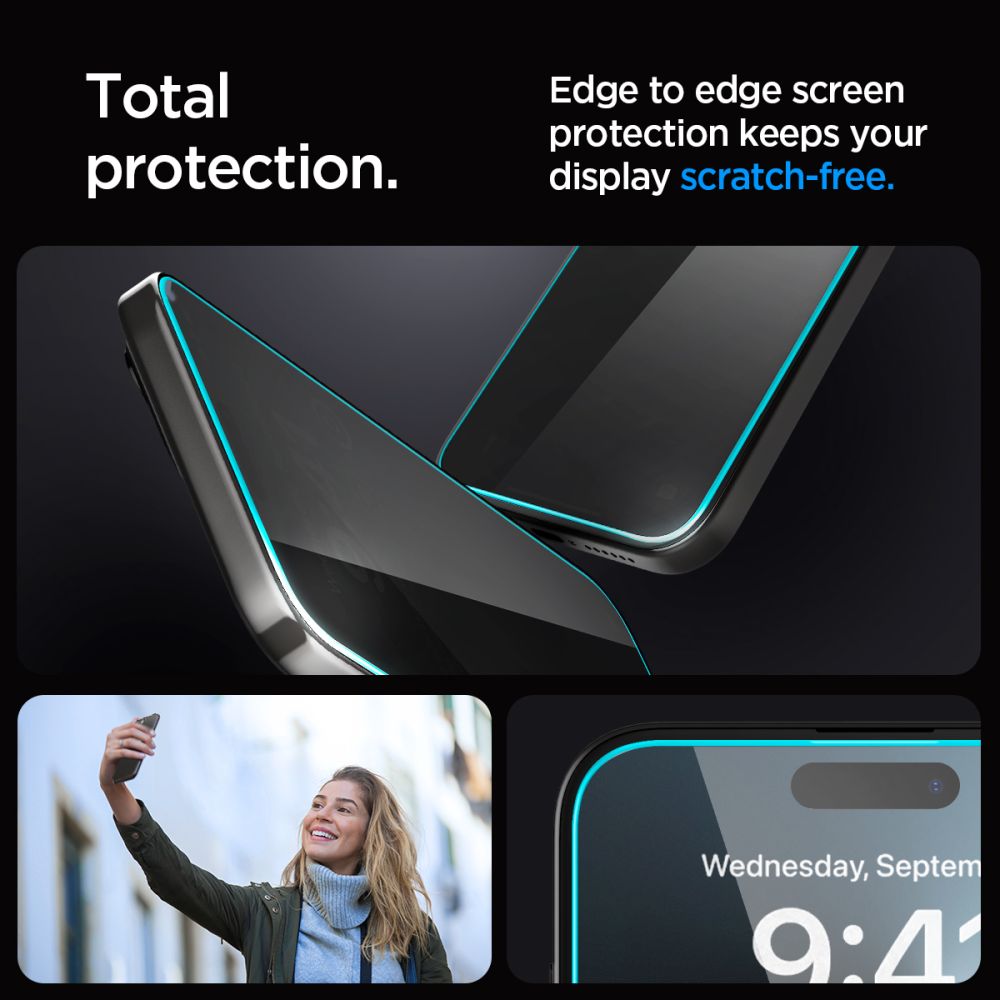 SZKŁO HARTOWANE SPIGEN GLAS.TR ”EZ FIT” IPHONE 15 PLUS / 16 PLUS PRIVACY