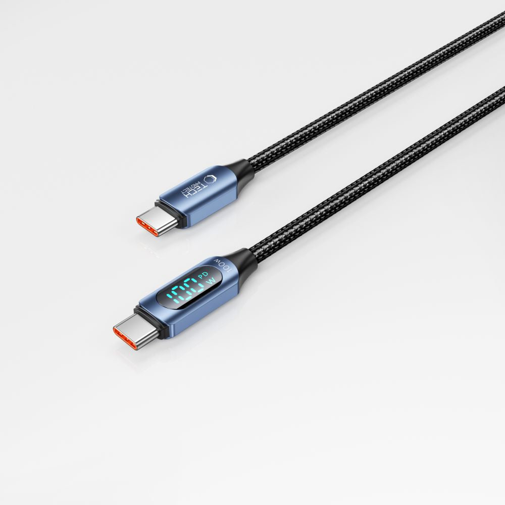 KABEL TECH-PROTECT ULTRABOOST LED TYPE-C CABLE PD100W/5A 200CM NIEBIESKI