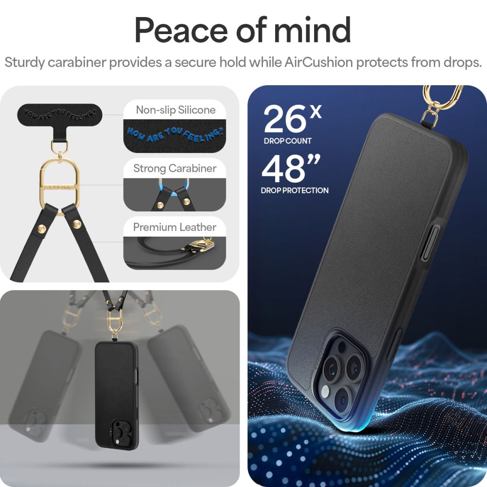 ETUI ZE SMYCZKA SPIGEN CYRILL KAJUK CLASSIC CHARM MAG MAGSAFE IPHONE 16 PRO BLACK CZARNE