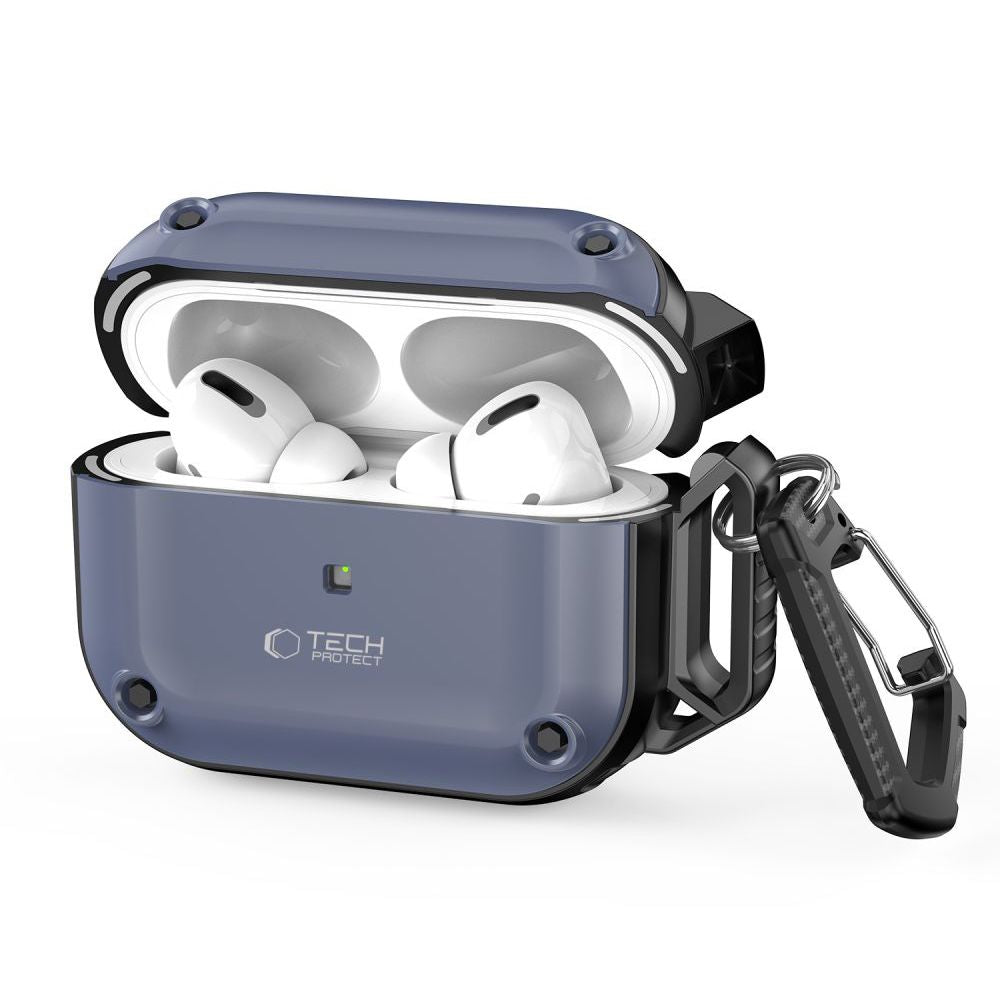 ETUI NA SŁUCHAWKI TECH-PROTECT ROUGH HOOK APPLE AIRPODS PRO 1 / 2 STEEL BLUE