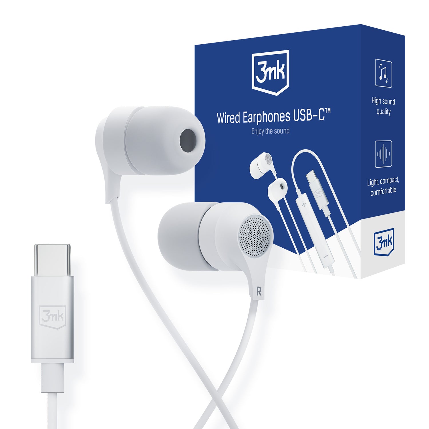 SŁUCHAWKI PRZEWODOWE 3MK WIRED EARPHONES USB-C