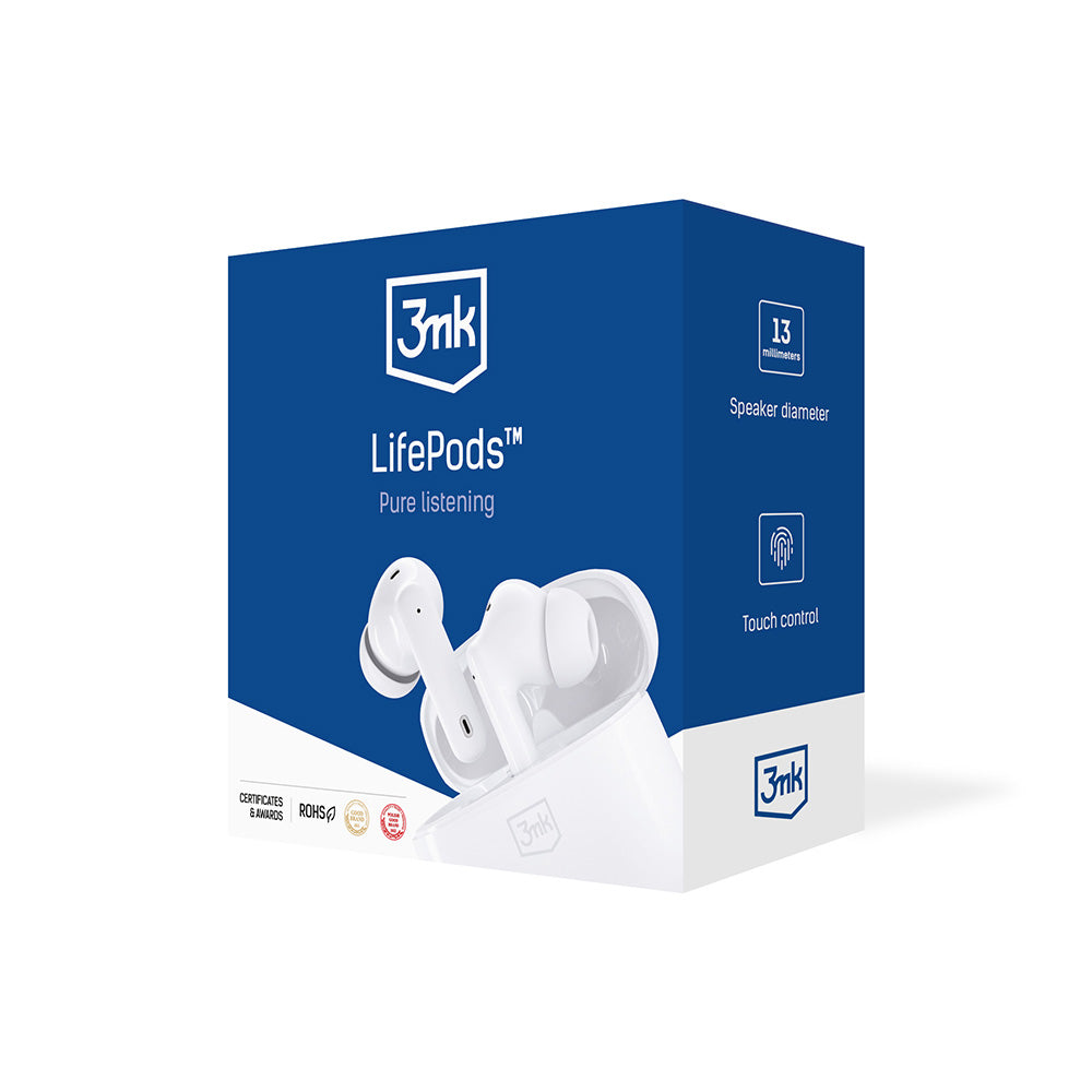 SŁUCHAWKI 3MK LIFEPODS WHITE BIAŁE