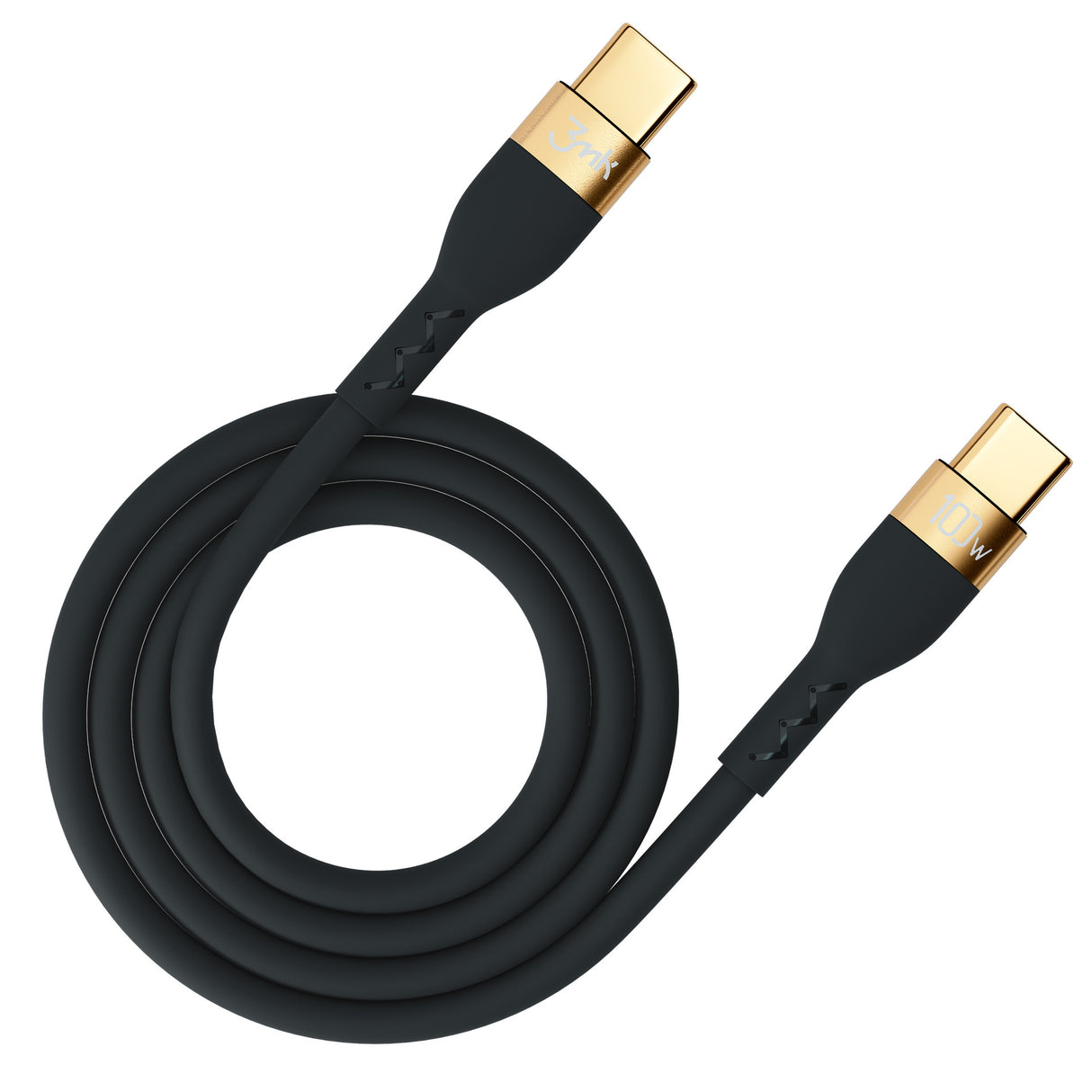 KABEL 3MK HYPER SILICONE CABLE USB C DO USB C 2M 100W BLACK CZARNY