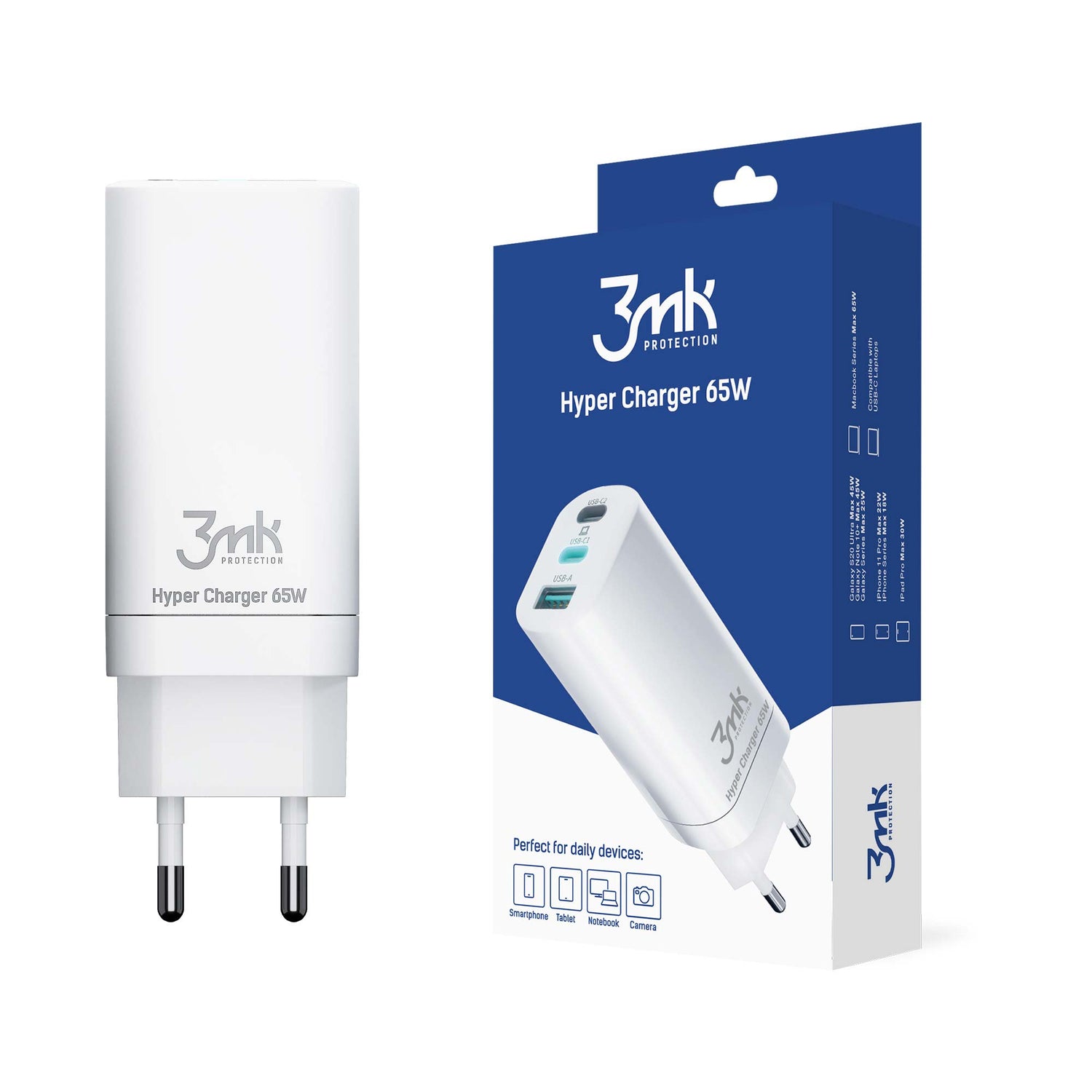 ŁADOWARKA SIECIOWA 3MK HYPER CHARGER 65W BIAŁA