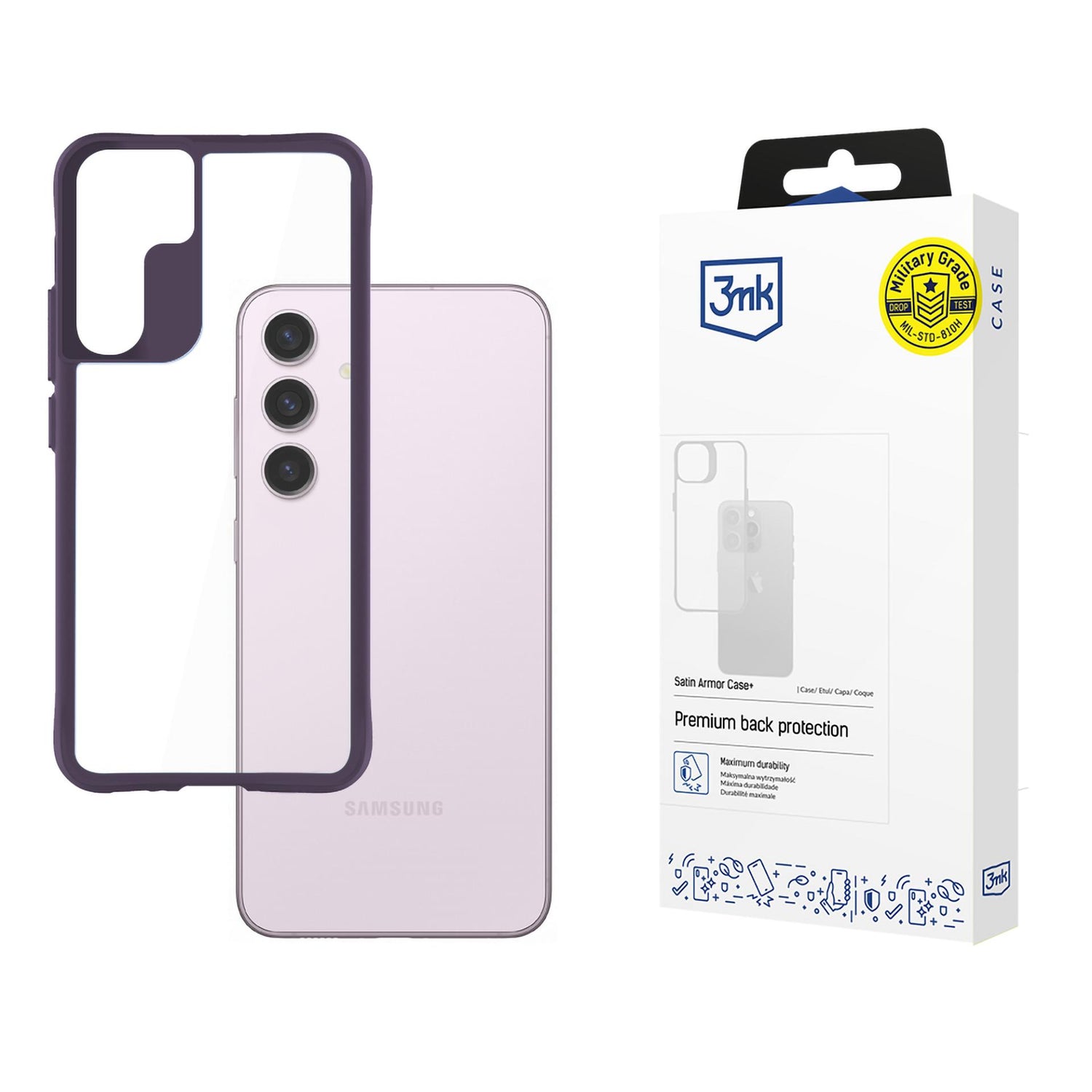ETUI SAMSUNG GALAXY S24 - 3MK SATIN ARMOR CASE+ PURPLE FIOLETOWE