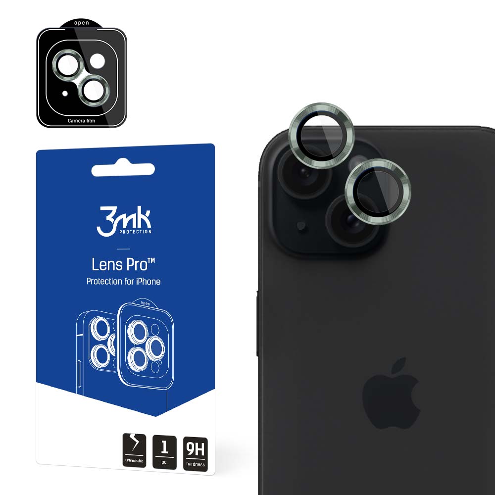 SZKŁO NA APARAT APPLE IPHONE 15 - 3MK LENS PROTECTION PRO ALPINE GREEN ZIELONE