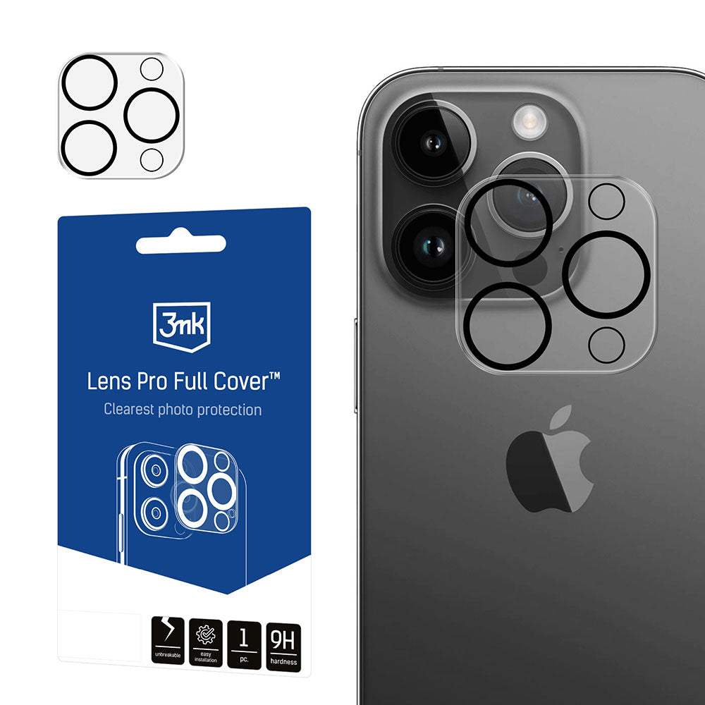 SZKŁO NA APARAT APPLE IPHONE 15 PRO/15 PRO MAX - 3MK LENS PRO FULL COVER