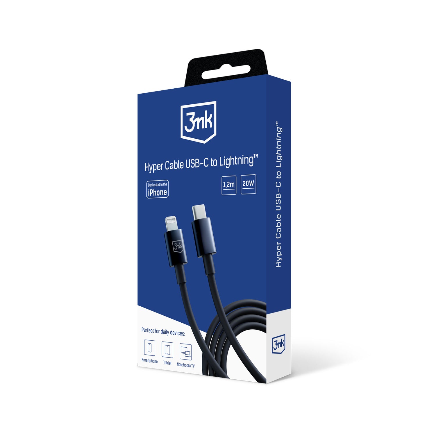 KABEL 3MK HYPER CABLE C TO LIGHTNING 20W 1.2M BLACK CZARNY