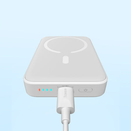 BASEUS MAGNETIC MINI WIRELESS FAST CHARGE POWER BANK 10000MAH 20W BIAŁY