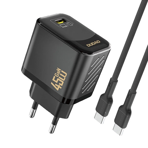 ŁADOWARKA SIECIOWA DUDAO A28 45W GAN +KABEL USB-C - CZARNA