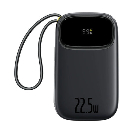 POWERBANK BASEUS ENERFILL FC31 20000MAH 22.5W Z WYŚWIETLACZEM CYFROWYM I 2 WBUDOWANYMI KABLAMI (USB-C + LIGHTNING) - CZARNY