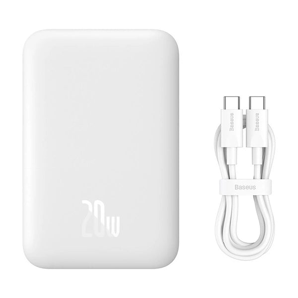 POWERBANK BASEUS MAGNETIC MINI AIR PPCXM06A 6000MAH 20W Z KABLEM SIMPLE SERIES USB-C - BIAŁY