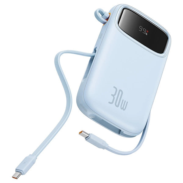 POWERBANK BASEUS QPOW 2 30W 10000MAH Z WBUDOWANYMI KABLAMI USB-C - NIEBIESKI