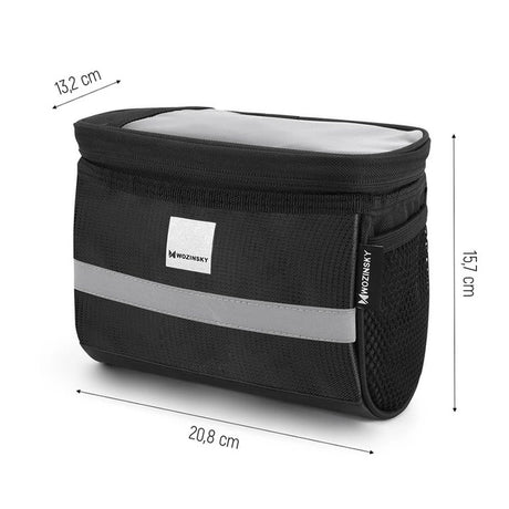 WOZINSKY TORBA ROWEROWA NA KIEROWNICĘ Z ETUI NA TELEFON 2L CZARNY (WBB12BK)