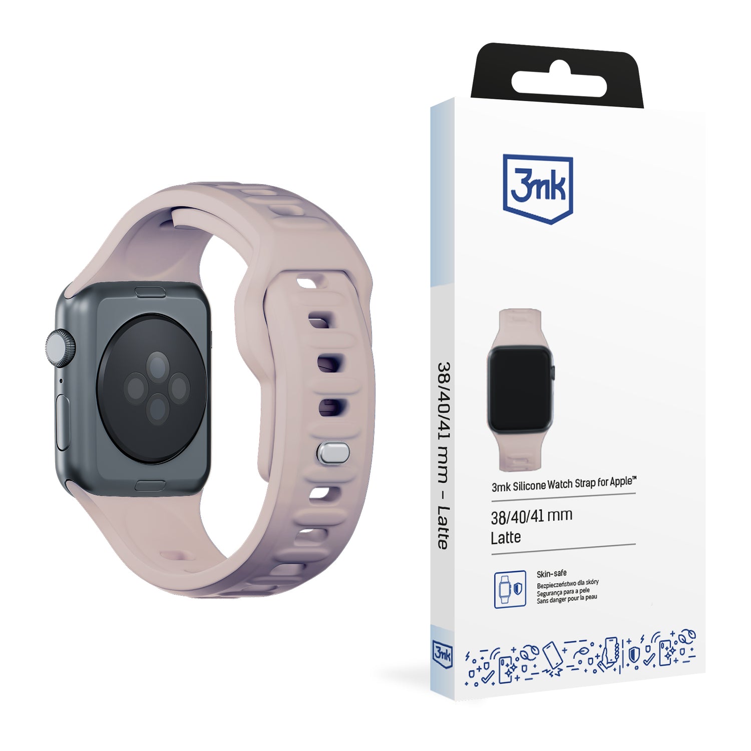 PASEK SILIKONOWY 3MK SILICONE WATCH STRAP DO APPLE WATCH 38 / 40 / 41 MM - BEŻOWY