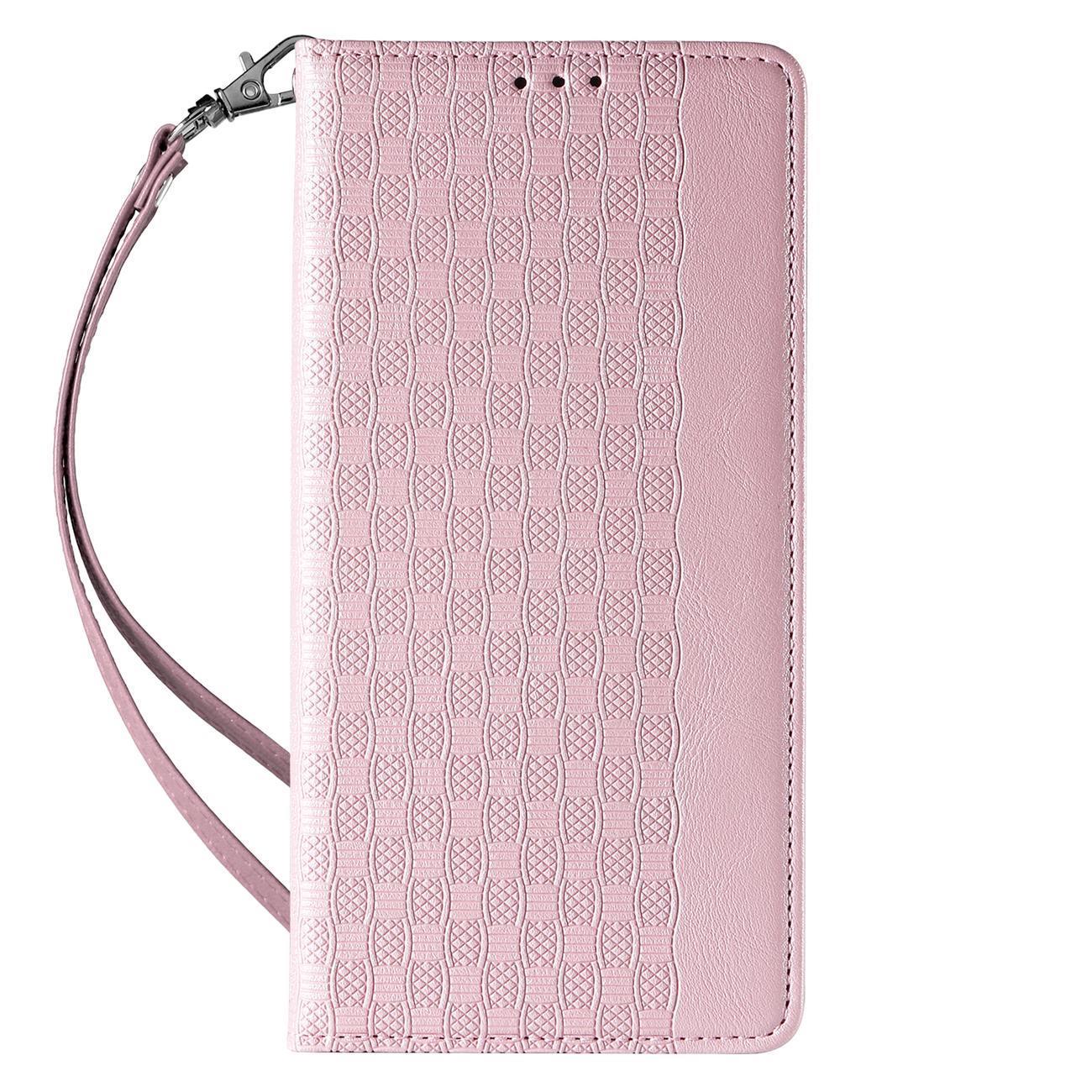 ETUI MAGNET STRAP CASE ETUI IPHONE 14 PRO MAX POKROWIEC Z KLAPKĄ PORTFEL MINI SMYCZ PODSTAWKA RÓŻOWE