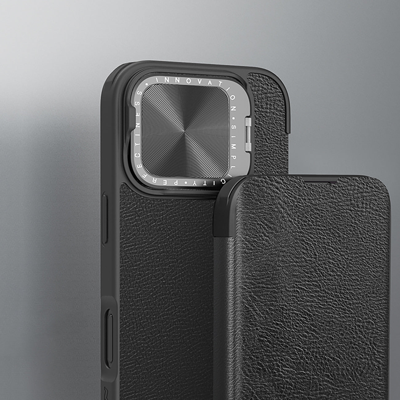 ETUI NILLKIN QIN PROP LEATHER CASE Z OSŁONĄ NA APARAT I PODSTAWKĄ NA IPHONE 16 PRO MAX - CZARNE