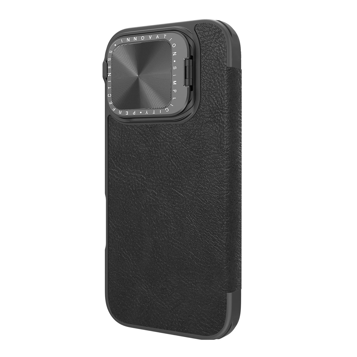 ETUI NILLKIN QIN PROP LEATHER CASE Z OSŁONĄ NA APARAT I PODSTAWKĄ NA IPHONE 16 PRO - CZARNE