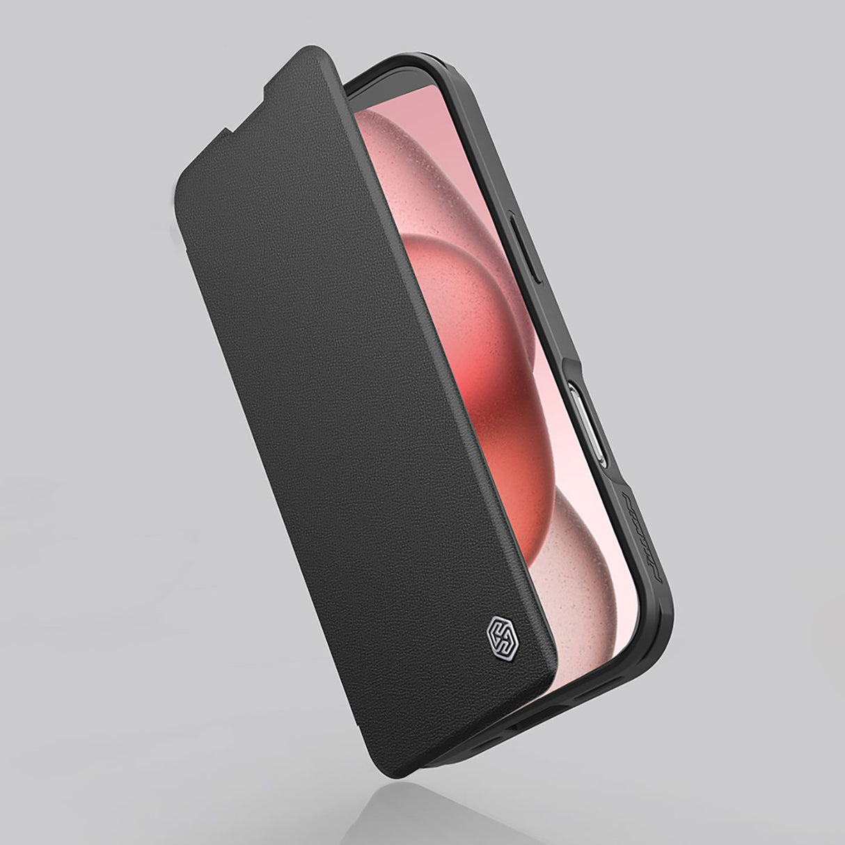 ETUI NILLKIN QIN PROP LEATHER CASE Z OSŁONĄ NA APARAT I PODSTAWKĄ NA IPHONE 16 PRO - CZARNE