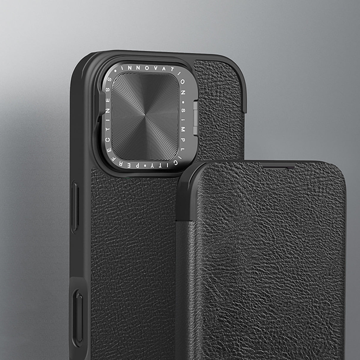 ETUI NILLKIN QIN PROP LEATHER CASE Z OSŁONĄ NA APARAT I PODSTAWKĄ NA IPHONE 16 - CZARNE