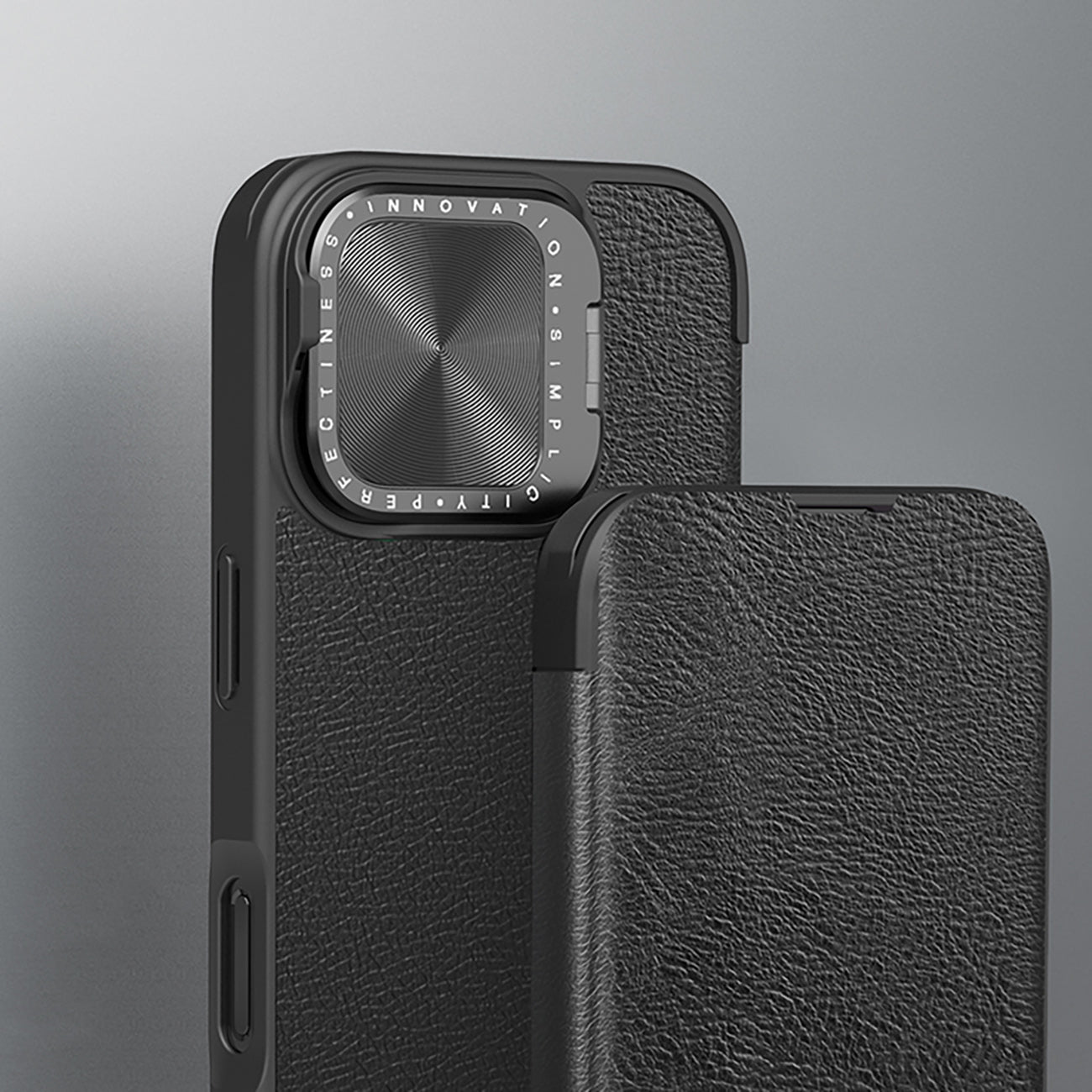 ETUI NILLKIN QIN PROP LEATHER CASE Z OSŁONĄ NA APARAT I PODSTAWKĄ NA IPHONE 16 - CZARNE