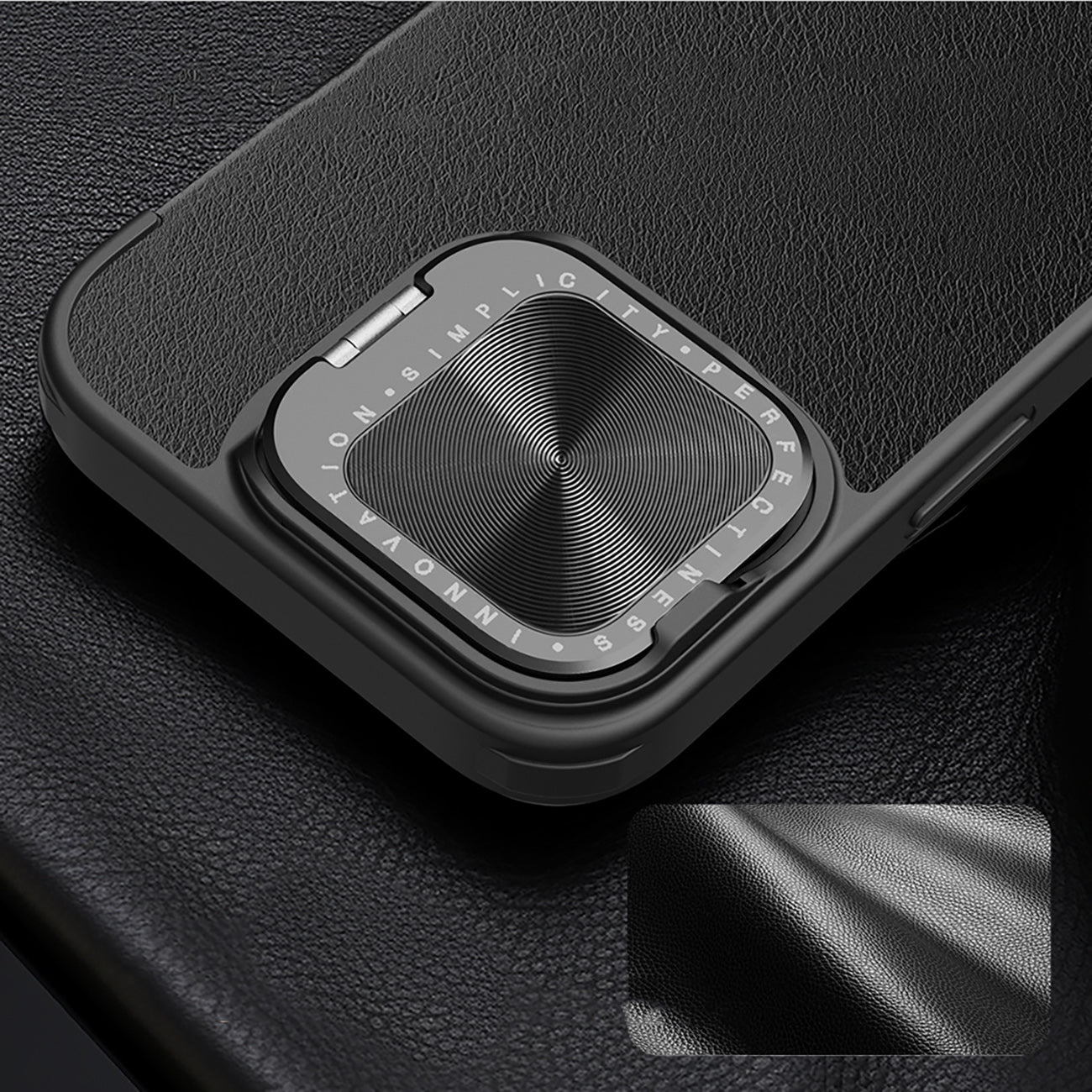 ETUI NILLKIN QIN PROP LEATHER CASE Z OSŁONĄ NA APARAT I PODSTAWKĄ NA IPHONE 16 - CZARNE