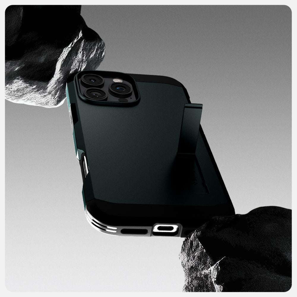 ETUI SPIGEN TOUGH ARMOR MAGSAFE Z PODSTAWKĄ NA IPHONE 16 PRO - ZIELONE