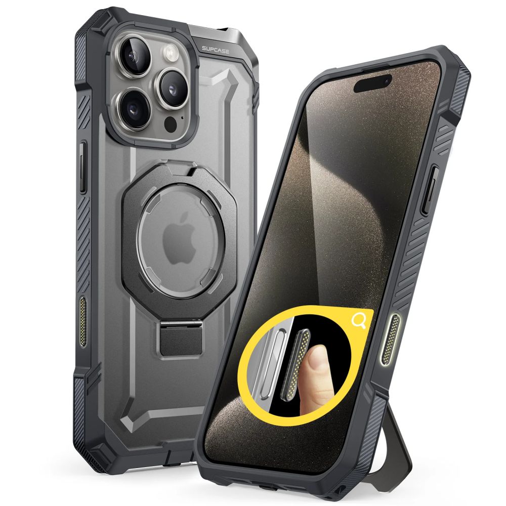 ETUI SUPCASE UB GRIP MAG MAGSAFE NA IPHONE 16 PRO - SZARE