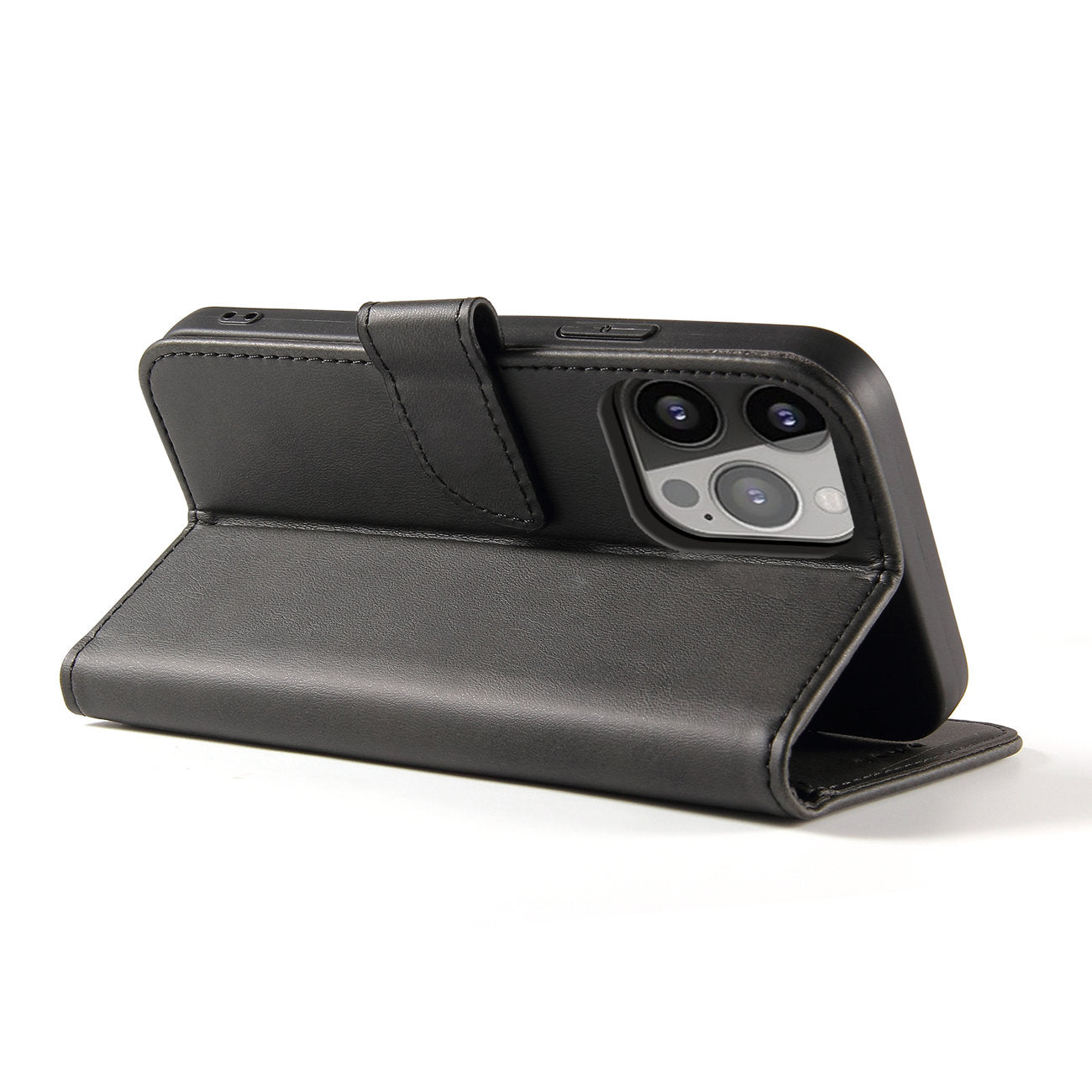 ETUI PORTFEL Z KLAPKĄ PODSTAWKĄ DO IPHONE 15 PRO MAX MAGNET CASE - CZARNE