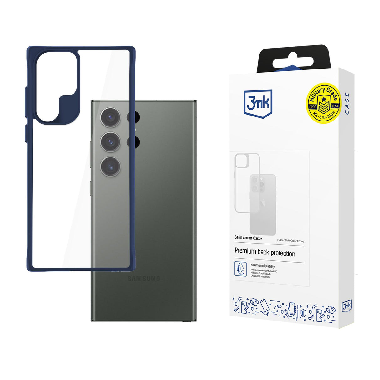 ETUI SAMSUNG GALAXY S24 ULTRA - 3MK SATIN ARMOR CASE+ BLUE NIEBIESKIE