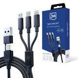 KABEL 3W1 3MK HYPER CABLE 3IN1 A/C TO C/MICRO/LIGHTNING 1.5M BLACK CZARNY