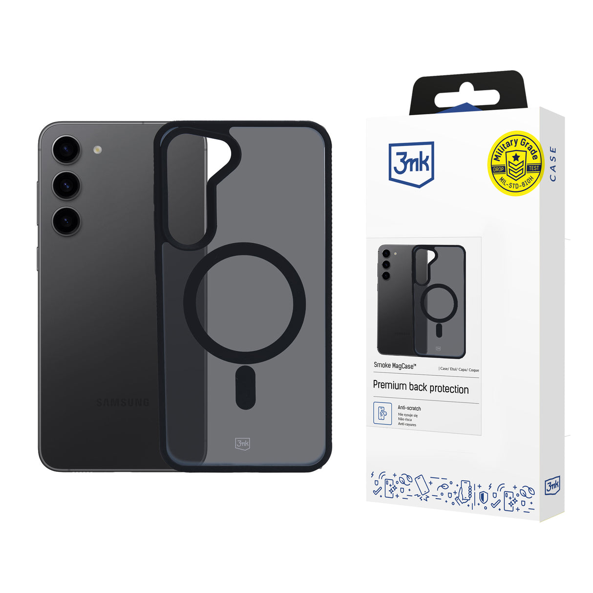 ETUI SAMSUNG GALAXY S23 5G - 3MK SMOKE MAGCASE
