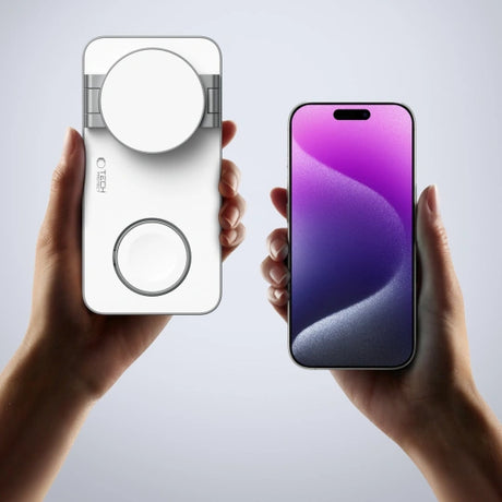 ŁADOWARKA INDUKCYJNA 3W1 TECH-PROTECT QI15W-A47 3IN1 MAGNETIC MAGSAFE WIRELESS CHARGER WHITE BIAŁA