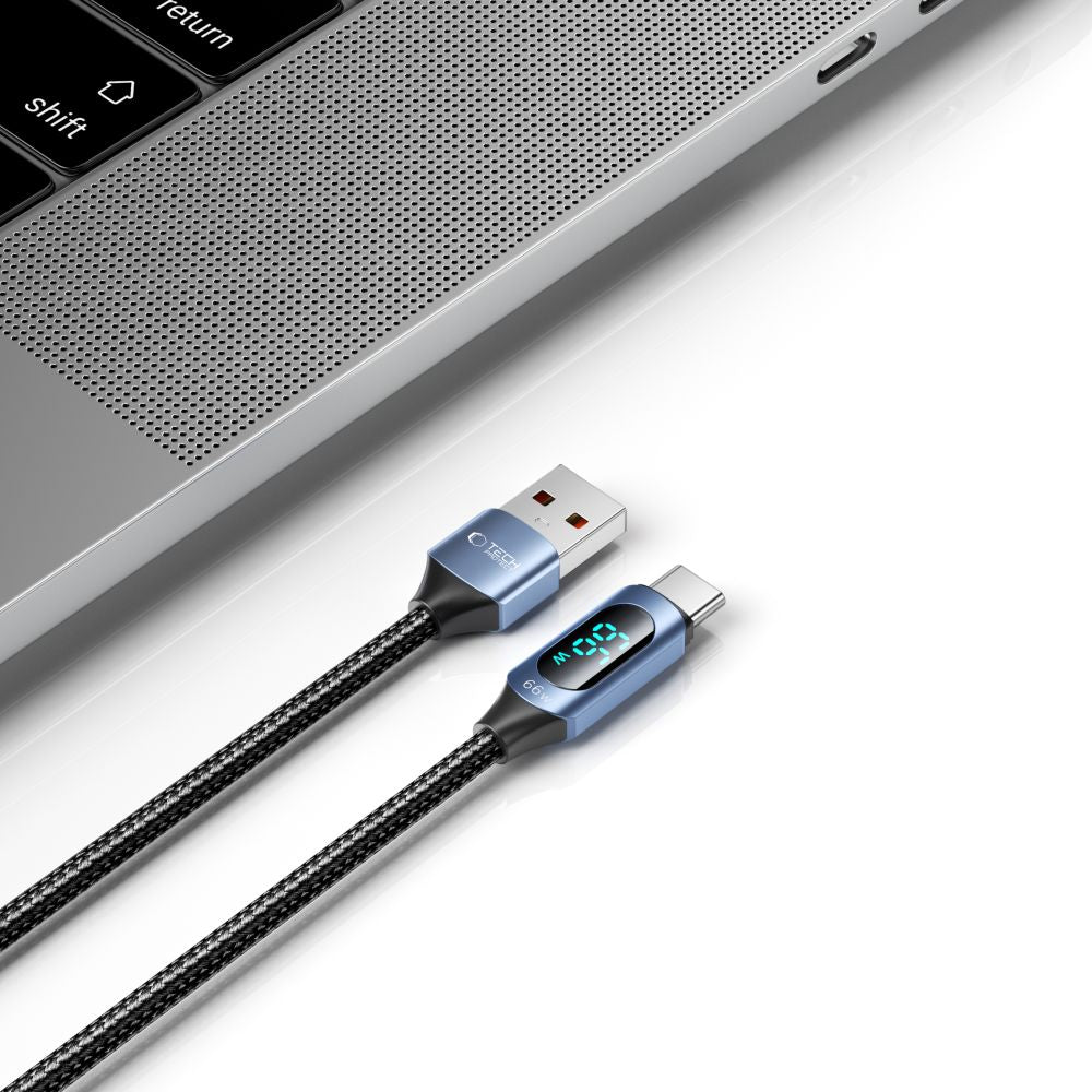 KABEL TECH-PROTECT ULTRABOOST LED TYPE-C CABLE 66W/6A 100CM NIEBIESKI