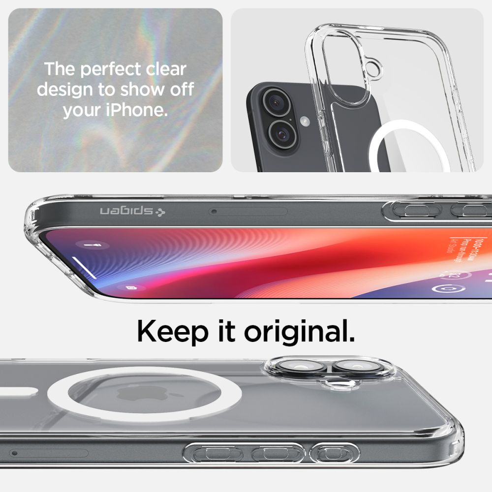 ETUI SPIGEN ULTRA HYBRID MAG MAGSAFE IPHONE 16 PLUS TRANSPARETNO BIAŁE