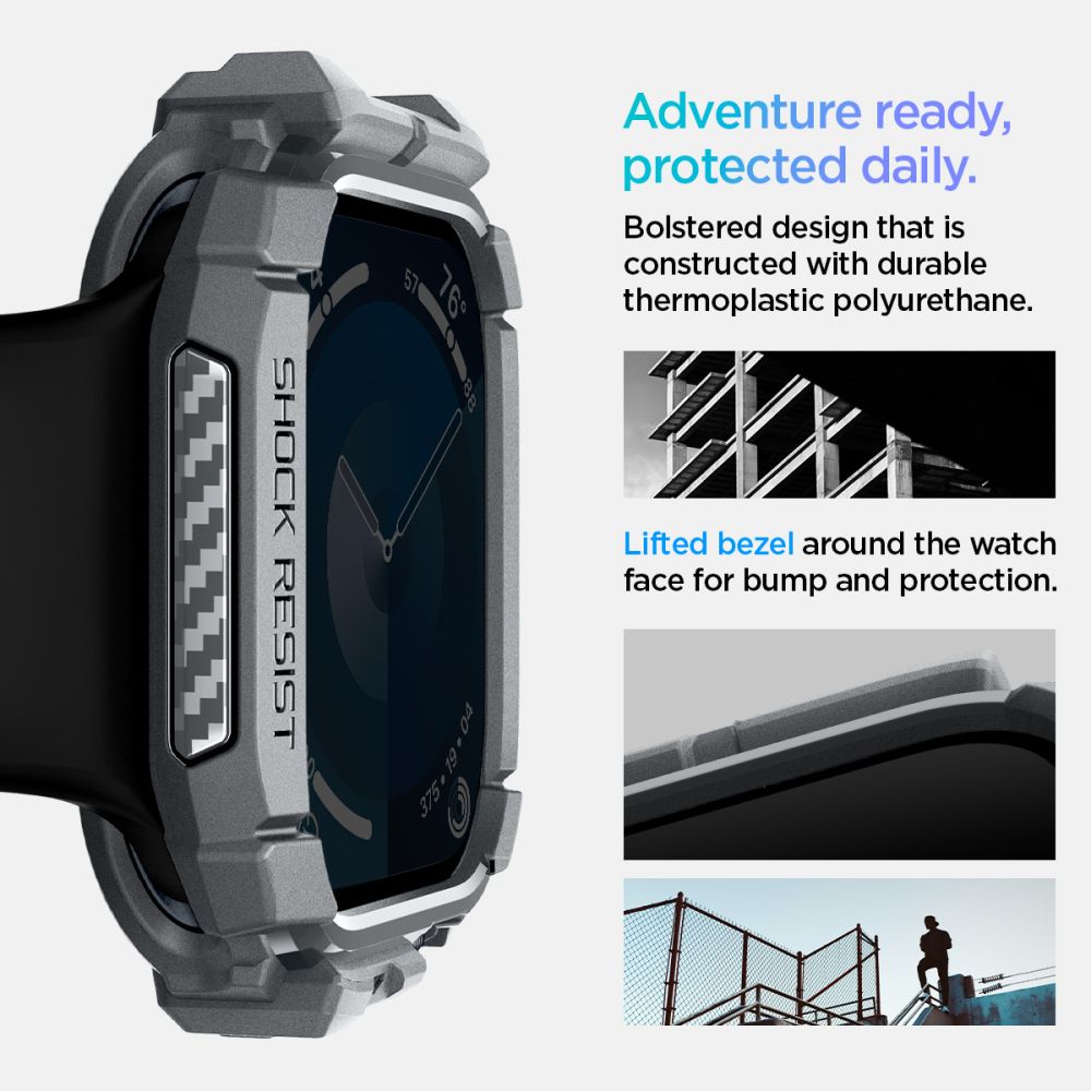 ETUI NAKŁADKA SPIGEN RUGGED ARMOR APPLE WATCH 10 (46 MM) DARK GREY SZARE