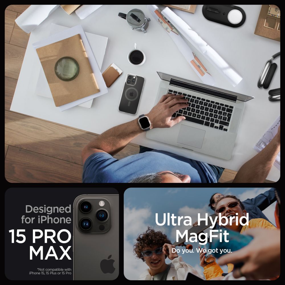 ETUI SPIGEN ULTRA HYBRID MAG MAGSAFE IPHONE 15 PRO MAX GRAPHITE GRAFITOWE