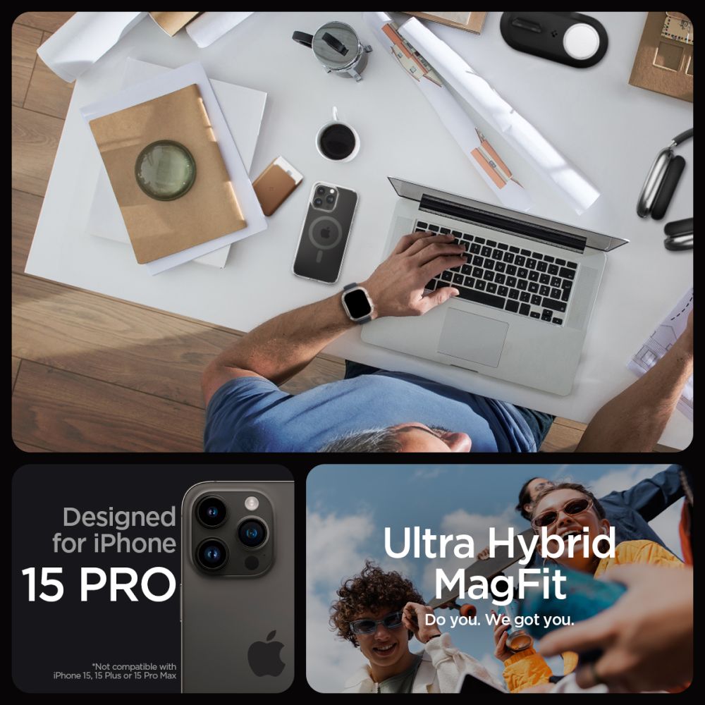 ETUI SPIGEN ULTRA HYBRID MAG MAGSAFE IPHONE 15 PRO GRAFITOWE