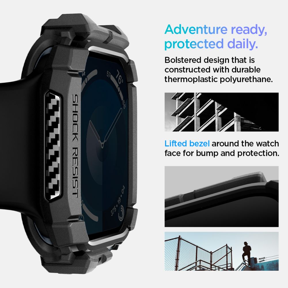 ETUI NAKŁADKA SPIGEN RUGGED ARMOR APPLE WATCH 10 (46 MM) CZARNE