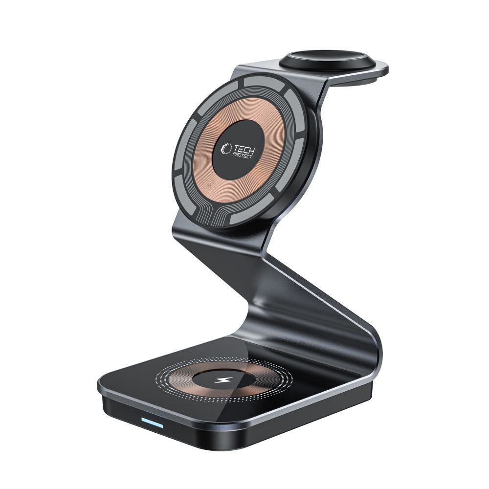ŁADOWARKA INDUKCYJNA 3W1 TECH-PROTECT QI15W-A29 3IN1 MAGNETIC MAGSAFE WIRELESS CHARGER CZARNA
