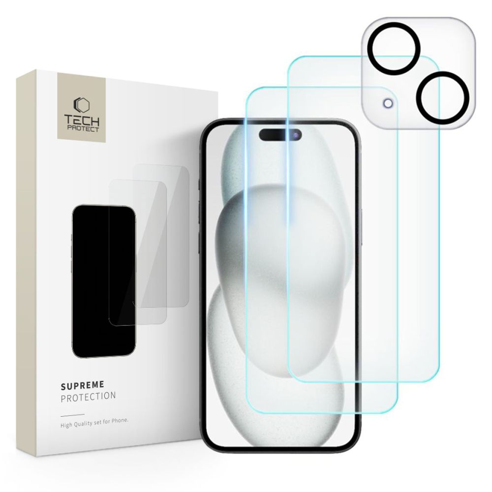 SZKŁO HARTOWANE TECH-PROTECT SUPREME SET IPHONE 15 CLEAR