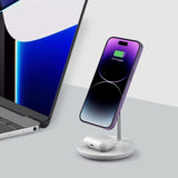 ŁADOWARKA INDUKCYJNA 2W1 TECH-PROTECT QI15W-A21 2IN1 MAGNETIC MAGSAFE WIRELESS CHARGER BIAŁA