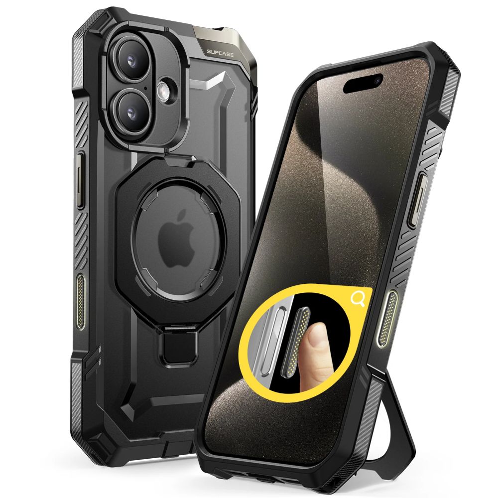 ETUI SUPCASE UB GRIP MAG MAGSAFE IPHONE 16 CZARNE