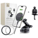 UCHWYT SAMOCHODOWY DO KRATKI, KOKPIT I SZYBĘ Z ŁADOWANIEM INDUKCYJNYM TECH-PROTECT MM15W-V7 QI2 MAGNETIC MAGSAFE WIRELESS CHARGER 15W CZARNY