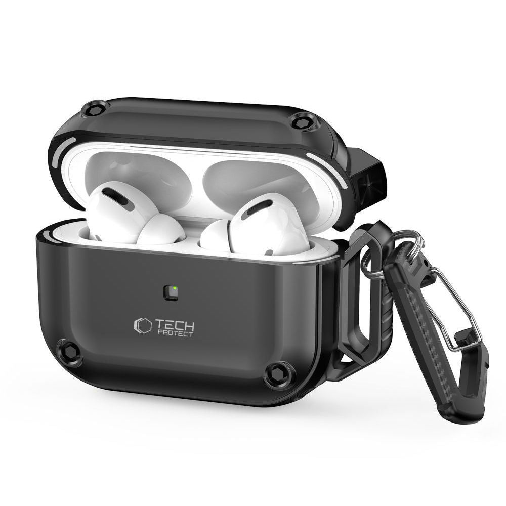 ETUI NA SŁUCHAWKI TECH-PROTECT ROUGH HOOK APPLE AIRPODS PRO 1 / 2 BLACK CZARNE