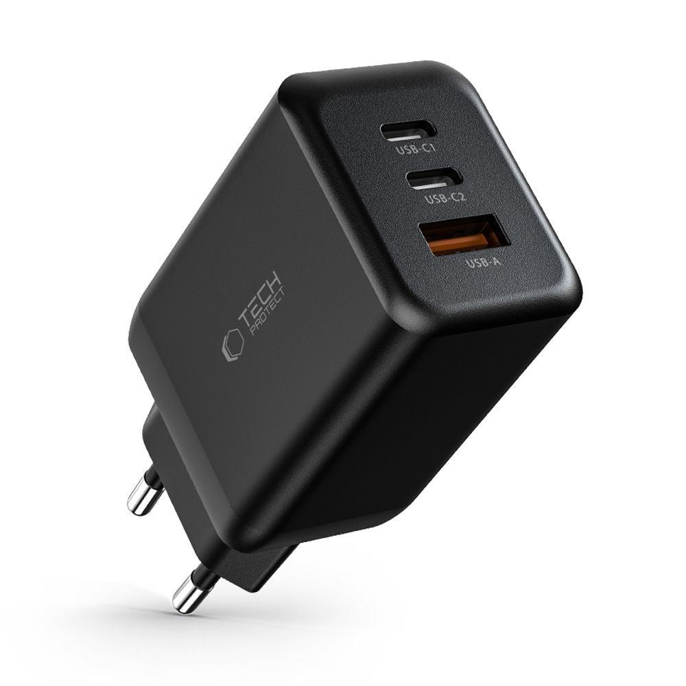ŁADOWARKA SIECIOWA TECH-PROTECT C65W 3-PORT NETWORK CHARGER PD65W/QC3.0 CZARNA