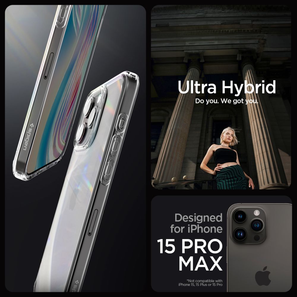 ETUI SPIGEN ULTRA HYBRID IPHONE 15 PRO MAX CRYSTAL CLEAR TRANSPARETNE