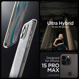 ETUI SPIGEN ULTRA HYBRID IPHONE 15 PRO MAX CRYSTAL CLEAR TRANSPARETNE